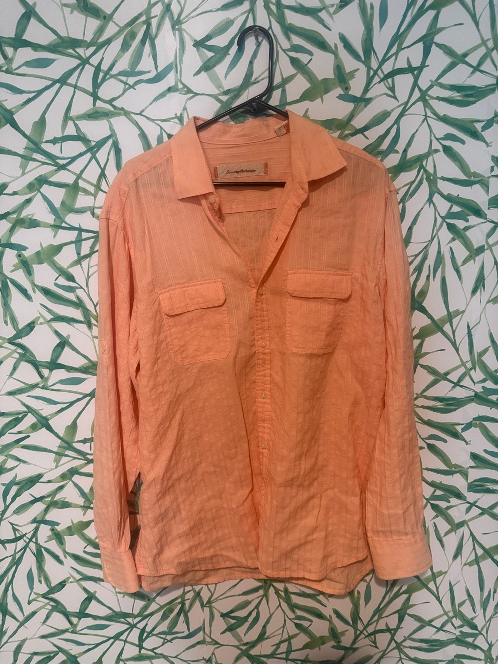 Tommy Bahama Peach-Orange Long Sleeve Button-Down Shirt